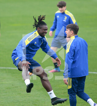 2022-03-15 - Moise Kean of Juventus Fc during the training of the Juventus Fc team the day before the UEFA Champions League Match at the Juventus Training Center -  Continassa, Torino, Italy Photo Nderim KACELI - TRAINING OF JUVENTUS FC PRIOR THE JUVENTUS FC VS VILLAREAL FC - UEFA CHAMPIONS LEAGUE - SOCCER