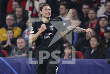 2022-03-15 - Darwin Nunez of Benfica celebrates his winning goal during the UEFA Champions League, Round of 16, 2nd leg football match between AFC AJAX Amsterdam and SL Benfica Lisbon on March 15, 2022 at Johan Cruijff ArenA in Amsterdam, Netherlands - AFC AJAX AMSTERDAM VS SL BENFICA LISBON - UEFA CHAMPIONS LEAGUE - SOCCER