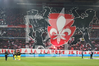 2022-03-16 - Tifo Losc during the UEFA Champions League, Round of 16, 2nd leg football match between LOSC Lille and Chelsea on March 16, 2022 at Pierre Mauroy stadium in Villeneuve-d'Ascq, France - LOSC LILLE VS CHELSEA - UEFA CHAMPIONS LEAGUE - SOCCER