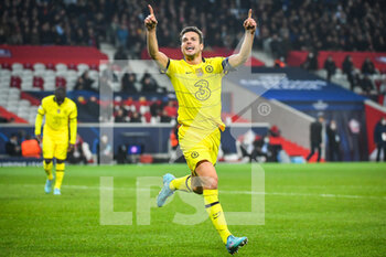 2022-03-16 - Cesar AZPILICUETA of Chelsea celebrates his goal during the UEFA Champions League, Round of 16, 2nd leg football match between LOSC Lille and Chelsea on March 16, 2022 at Pierre Mauroy stadium in Villeneuve-d'Ascq, France - LOSC LILLE VS CHELSEA - UEFA CHAMPIONS LEAGUE - SOCCER
