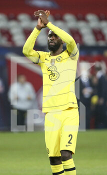 2022-03-16 - Antonio Rudiger of Chelsea celebrates the victory and the qualification following the UEFA Champions League, Round of 16, 2nd leg football match between Lille OSC (LOSC) and Chelsea on March 16, 2022 at Stade Pierre Mauroy in Villeneuve-d'Ascq near Lille, France - LOSC LILLE VS CHELSEA - UEFA CHAMPIONS LEAGUE - SOCCER