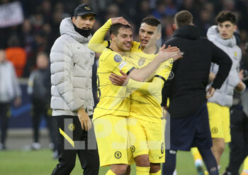 2022-03-16 - Coach of Chelsea Thomas Tuchel, Cesar Azpilicueta, Thiago Silva celebrate the victory and the qualification following the UEFA Champions League, Round of 16, 2nd leg football match between Lille OSC (LOSC) and Chelsea on March 16, 2022 at Stade Pierre Mauroy in Villeneuve-d'Ascq near Lille, France - LOSC LILLE VS CHELSEA - UEFA CHAMPIONS LEAGUE - SOCCER