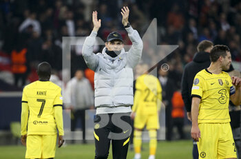 2022-03-16 - Coach of Chelsea Thomas Tuchel celebrates the victory and the qualification following the UEFA Champions League, Round of 16, 2nd leg football match between Lille OSC (LOSC) and Chelsea on March 16, 2022 at Stade Pierre Mauroy in Villeneuve-d'Ascq near Lille, France - LOSC LILLE VS CHELSEA - UEFA CHAMPIONS LEAGUE - SOCCER