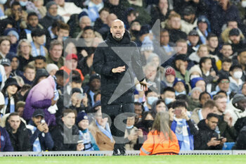 2022-04-05 - Pep Guardiola Manager of Manchester City during the UEFA Champions League, Quarter-finals, 1st leg football match between Manchester City and Atletico Madrid on April 5, 2022 at the Etihad Stadium in Manchester, England - MANCHESTER CITY VS ATLETICO MADRID - UEFA CHAMPIONS LEAGUE - SOCCER
