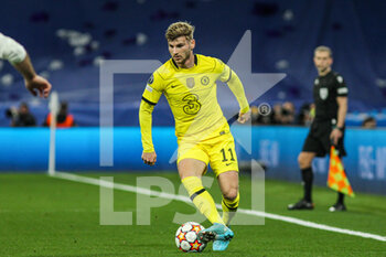 2022-04-12 - Timo Werner of Chelsea during the UEFA Champions League, Quarter-finals, 2nd leg football match between Real Madrid and Chelsea on april 12, 2022 at Santiago Bernabeu stadium in Madrid, Spain - REAL MADRID VS CHELSEA - UEFA CHAMPIONS LEAGUE - SOCCER