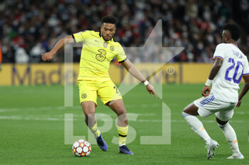 2022-04-12 - Reece James of Chelsea during the UEFA Champions League, Quarter-finals, 2nd leg football match between Real Madrid and Chelsea on april 12, 2022 at Santiago Bernabeu stadium in Madrid, Spain - REAL MADRID VS CHELSEA - UEFA CHAMPIONS LEAGUE - SOCCER