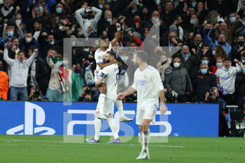 2022-04-12 - Rodrygo Silva De Goes of Real Madrid celebrates a goal during the UEFA Champions League, Quarter-finals, 2nd leg football match between Real Madrid and Chelsea on april 12, 2022 at Santiago Bernabeu stadium in Madrid, Spain - REAL MADRID VS CHELSEA - UEFA CHAMPIONS LEAGUE - SOCCER