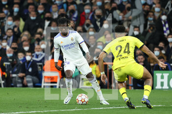 2022-04-12 - Eduardo Camavinga of Real Madrid and Reece James of Chelsea during the UEFA Champions League, Quarter-finals, 2nd leg football match between Real Madrid and Chelsea on april 12, 2022 at Santiago Bernabeu stadium in Madrid, Spain - REAL MADRID VS CHELSEA - UEFA CHAMPIONS LEAGUE - SOCCER