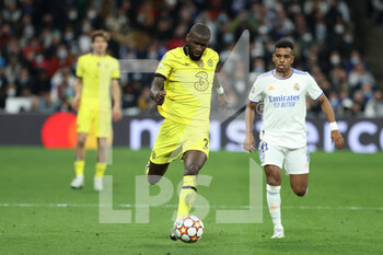 2022-04-12 - Antonio Rudiger of Chelsea during the UEFA Champions League, Quarter-finals, 2nd leg football match between Real Madrid and Chelsea on april 12, 2022 at Santiago Bernabeu stadium in Madrid, Spain - REAL MADRID VS CHELSEA - UEFA CHAMPIONS LEAGUE - SOCCER