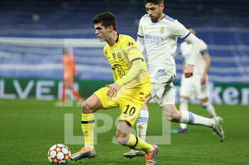 2022-04-12 - Christian Pulisic of Chelsea during the UEFA Champions League, Quarter-finals, 2nd leg football match between Real Madrid and Chelsea on april 12, 2022 at Santiago Bernabeu stadium in Madrid, Spain - REAL MADRID VS CHELSEA - UEFA CHAMPIONS LEAGUE - SOCCER
