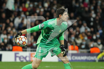 2022-04-12 - Thibaut Courtois of Real Madrid during the UEFA Champions League, Quarter-finals, 2nd leg football match between Real Madrid and Chelsea on april 12, 2022 at Santiago Bernabeu stadium in Madrid, Spain - REAL MADRID VS CHELSEA - UEFA CHAMPIONS LEAGUE - SOCCER