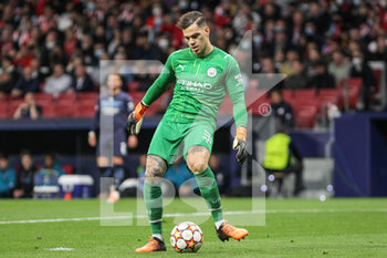 2022-04-13 - Ederson of Manchester City during the UEFA Champions League, Quarter-finals, 2nd leg football match between Atletico de Madrid and Manchester City on April 13, 2022 at Wanda Metropolitano stadium in Madrid, Spain - ATLETICO DE MADRID VS MANCHESTER CITY - UEFA CHAMPIONS LEAGUE - SOCCER