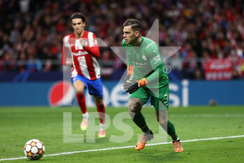 2022-04-13 - Ederson of Manchester City during the UEFA Champions League, Quarter-finals, 2nd leg football match between Atletico de Madrid and Manchester City on April 13, 2022 at Wanda Metropolitano stadium in Madrid, Spain - ATLETICO DE MADRID VS MANCHESTER CITY - UEFA CHAMPIONS LEAGUE - SOCCER