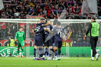 2022-04-13 - Players of Manchester City celebrate the victory during the UEFA Champions League, Quarter-finals, 2nd leg football match between Atletico de Madrid and Manchester City on April 13, 2022 at Wanda Metropolitano stadium in Madrid, Spain - ATLETICO DE MADRID VS MANCHESTER CITY - UEFA CHAMPIONS LEAGUE - SOCCER