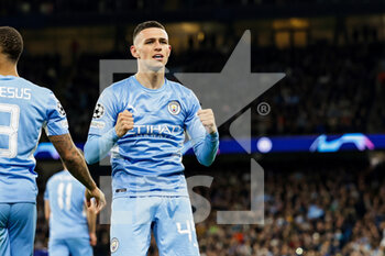 2022-04-26 - Phil Foden (47) of Manchester City celebrates his goal 3-1 during the UEFA Champions League, Semi-finals, 1st leg football match between Manchester City and Real Madrid on April 26, 2022 at the Etihad Stadium in Manchester, England - MANCHESTER CITY VS REAL MADRID - UEFA CHAMPIONS LEAGUE - SOCCER