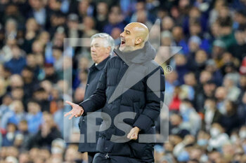2022-04-26 - Pep Guardiola Manager of Manchester City during the UEFA Champions League, Semi-finals, 1st leg football match between Manchester City and Real Madrid on April 26, 2022 at the Etihad Stadium in Manchester, England - MANCHESTER CITY VS REAL MADRID - UEFA CHAMPIONS LEAGUE - SOCCER