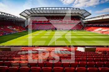 2022-04-27 - General view before the UEFA Champions League, Semi-finals, 1st leg football match between Liverpool FC and Villarreal CF on April 27, 2022 at Anfield stadium in Liverpool, England - LIVERPOOL FC VS VILLARREAL CF - UEFA CHAMPIONS LEAGUE - SOCCER