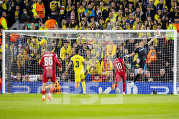 2022-04-27 - Villarreal defender Pervis Estupinan (12) (not in picture) beats Villarreal goalkeeper Geronimo Rulli (13) to score an own goal 1-0 during the UEFA Champions League, Semi-finals, 1st leg football match between Liverpool FC and Villarreal CF on April 27, 2022 at Anfield stadium in Liverpool, England - LIVERPOOL FC VS VILLARREAL CF - UEFA CHAMPIONS LEAGUE - SOCCER