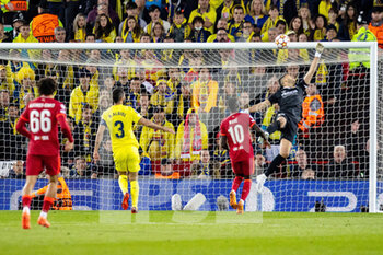 2022-04-27 - Villarreal defender Pervis Estupinan (12) (not in picture) beats Villarreal goalkeeper Geronimo Rulli (13) to score an own goal 1-0 during the UEFA Champions League, Semi-finals, 1st leg football match between Liverpool FC and Villarreal CF on April 27, 2022 at Anfield stadium in Liverpool, England - LIVERPOOL FC VS VILLARREAL CF - UEFA CHAMPIONS LEAGUE - SOCCER