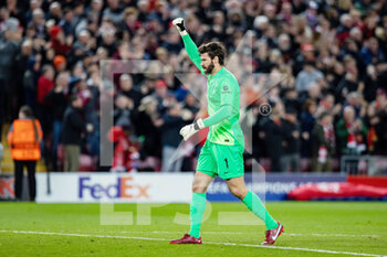 2022-04-27 - Liverpool goalkeeper Alisson Becker (1) during the UEFA Champions League, Semi-finals, 1st leg football match between Liverpool FC and Villarreal CF on April 27, 2022 at Anfield stadium in Liverpool, England - LIVERPOOL FC VS VILLARREAL CF - UEFA CHAMPIONS LEAGUE - SOCCER