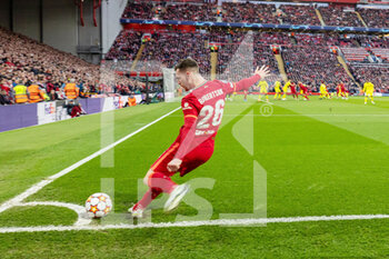 2022-04-27 - Liverpool defender Andrew Robertson during the UEFA Champions League, Semi-finals, 1st leg football match between Liverpool FC and Villarreal CF on April 27, 2022 at Anfield stadium in Liverpool, England - LIVERPOOL FC VS VILLARREAL CF - UEFA CHAMPIONS LEAGUE - SOCCER
