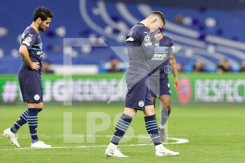 2022-05-04 - Phil Foden (47) of Manchester City dejected at full time during the UEFA Champions League, Semi-finals, 2nd leg football match between Real Madrid and Manchester City on May 4, 2022 at the Santiago Bernabeu Stadium in Madrid, Spain - REAL MADRID VS MANCHESTER CITY - UEFA CHAMPIONS LEAGUE - SOCCER