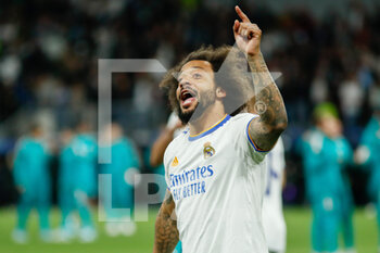 2022-05-04 - Marcelo Vieira Da Silva of Real Madrid celebrates at full time during the UEFA Champions League, Semi-finals, 2nd leg football match between Real Madrid and Manchester City on May 4, 2022 at the Santiago Bernabeu Stadium in Madrid, Spain - REAL MADRID VS MANCHESTER CITY - UEFA CHAMPIONS LEAGUE - SOCCER