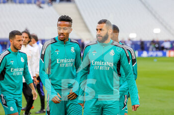 2022-05-27 - Eder Militao, Karim Benzema of Real Madrid during the training of the teams ahead of the UEFA Champions League Final football match on May 27, 2022 at Stade de France in Saint-Denis near Paris, France - FOOTBALL - CHAMPIONS LEAGUE - FINAL - TRAINING - UEFA CHAMPIONS LEAGUE - SOCCER