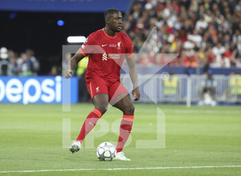 2022-05-28 - Ibrahima Konate of Liverpool during the UEFA Champions League Final football match between Liverpool FC and Real Madrid CF on May 28, 2022 at Stade de France in Saint-Denis near Paris, France - FOOTBALL - CHAMPIONS LEAGUE - FINAL - LIVERPOOL V REAL MADRID - UEFA CHAMPIONS LEAGUE - SOCCER