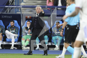 2022-05-28 - Coach of Real Madrid Carlo Ancelotti during the UEFA Champions League Final football match between Liverpool FC and Real Madrid CF on May 28, 2022 at Stade de France in Saint-Denis near Paris, France - FOOTBALL - CHAMPIONS LEAGUE - FINAL - LIVERPOOL V REAL MADRID - UEFA CHAMPIONS LEAGUE - SOCCER
