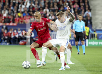 2022-05-28 - Fabinho of Liverpool, Toni Kroos of Real Madrid during the UEFA Champions League Final football match between Liverpool FC and Real Madrid CF on May 28, 2022 at Stade de France in Saint-Denis near Paris, France - FOOTBALL - CHAMPIONS LEAGUE - FINAL - LIVERPOOL V REAL MADRID - UEFA CHAMPIONS LEAGUE - SOCCER