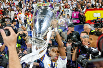 2022-05-28 - Rodrygo (21) of Real Madrid celebrates at full time during the UEFA Champions League, Final football match between Liverpool FC and Real Madrid CF on May 28, 2022 at Stade de France in Saint-Denis near Paris, France - FOOTBALL - CHAMPIONS LEAGUE - FINAL - LIVERPOOL V REAL MADRID - UEFA CHAMPIONS LEAGUE - SOCCER