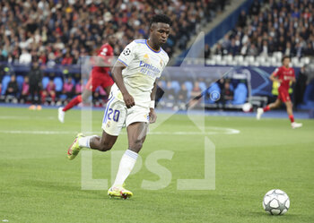 2022-05-28 - Vinicius Junior of Real Madrid during the UEFA Champions League Final football match between Liverpool FC and Real Madrid CF on May 28, 2022 at Stade de France in Saint-Denis near Paris, France - FOOTBALL - CHAMPIONS LEAGUE - FINAL - LIVERPOOL V REAL MADRID - UEFA CHAMPIONS LEAGUE - SOCCER