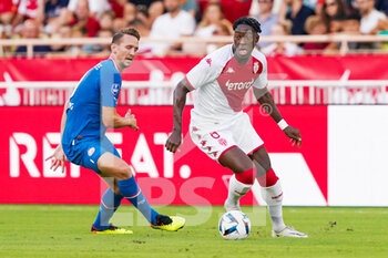 2022-08-02 - Luuk de Jong of PSV Eindhoven, Axel Disasi of AS Monaco during the UEFA Champions League, third qualifying round football match between AS Monaco and PSV Eindhoven on August 2, 2022 at Stade Louis II in Monaco, Monaco - FOOTBALL - CHAMPIONS LEAGUE - MONACO V PSV EINDHOVEN - UEFA CHAMPIONS LEAGUE - SOCCER