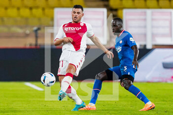 2022-08-02 - Kevin Volland of AS Monaco, Jordan Teze of PSV Eindhoven during the UEFA Champions League, third qualifying round football match between AS Monaco and PSV Eindhoven on August 2, 2022 at Stade Louis II in Monaco, Monaco - FOOTBALL - CHAMPIONS LEAGUE - MONACO V PSV EINDHOVEN - UEFA CHAMPIONS LEAGUE - SOCCER