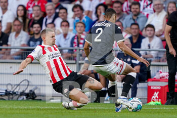2022-08-09 - Philipp Max of PSV Eindhoven, Vanderson of AS Monaco during the UEFA Champions League, Third qualifying round, 2nd leg football match between PSV Eindhoven and AS Monaco on August 9, 2022 at Philips Stadion in Eindhoven, Netherlands - FOOTBALL - CHAMPIONS LEAGUE - PSV EINDHOVEN V MONACO - UEFA CHAMPIONS LEAGUE - SOCCER