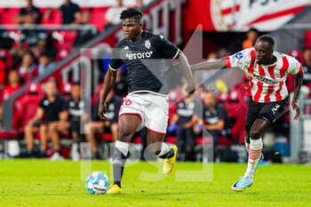 2022-08-09 - Breel Embolo of AS Monaco, Jordan Teze of PSV Eindhoven during the UEFA Champions League, Third qualifying round, 2nd leg football match between PSV Eindhoven and AS Monaco on August 9, 2022 at Philips Stadion in Eindhoven, Netherlands - FOOTBALL - CHAMPIONS LEAGUE - PSV EINDHOVEN V MONACO - UEFA CHAMPIONS LEAGUE - SOCCER