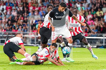 2022-08-09 - Guillermo Maripan of AS Monaco scores a goal 1-1 during the UEFA Champions League, Third qualifying round, 2nd leg football match between PSV Eindhoven and AS Monaco on August 9, 2022 at Philips Stadion in Eindhoven, Netherlands - FOOTBALL - CHAMPIONS LEAGUE - PSV EINDHOVEN V MONACO - UEFA CHAMPIONS LEAGUE - SOCCER