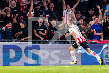 2022-08-09 - Luuk de Jong of PSV Eindhoven celebrates after scoring the winning's goal 3-2 during the UEFA Champions League, Third qualifying round, 2nd leg football match between PSV Eindhoven and AS Monaco on August 9, 2022 at Philips Stadion in Eindhoven, Netherlands - FOOTBALL - CHAMPIONS LEAGUE - PSV EINDHOVEN V MONACO - UEFA CHAMPIONS LEAGUE - SOCCER