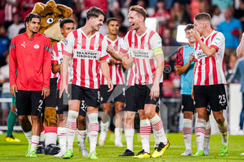 2022-08-09 - Marco van Ginkel and Luuk de Jong of PSV Eindhoven celebrating victory during the UEFA Champions League, Third qualifying round, 2nd leg football match between PSV Eindhoven and AS Monaco on August 9, 2022 at Philips Stadion in Eindhoven, Netherlands - FOOTBALL - CHAMPIONS LEAGUE - PSV EINDHOVEN V MONACO - UEFA CHAMPIONS LEAGUE - SOCCER