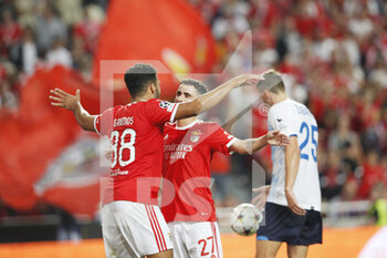 2022-08-23 - Rafa Silva of SL Benfica score 2-0 and celebrates with Goncalo Ramos of SL Benfica during the UEFA Champions League, Play-offs, 2nd leg football match between SL Benfica v Dynamo Kyiv on August 23, 2022 at Estadio da Luz in Lisbon, Portugal - FOOTBALL - CHAMPIONS LEAGUE - BENFICA V DYNAMO KYIV - UEFA CHAMPIONS LEAGUE - SOCCER