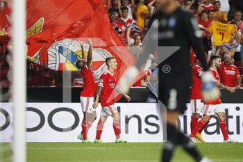 2022-08-23 - David Neres of SL Benfica scores 3-0 and celebrates during the UEFA Champions League, Play-offs, 2nd leg football match between SL Benfica v Dynamo Kyiv on August 23, 2022 at Estadio da Luz in Lisbon, Portugal - FOOTBALL - CHAMPIONS LEAGUE - BENFICA V DYNAMO KYIV - UEFA CHAMPIONS LEAGUE - SOCCER
