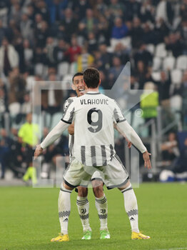 2022-10-05 - Dušan Vlahović (Juventus FC) celebrates the goal with Angel Di Maria ((Juventus FC) - JUVENTUS FC VS MACCABI HAIFA - UEFA CHAMPIONS LEAGUE - SOCCER