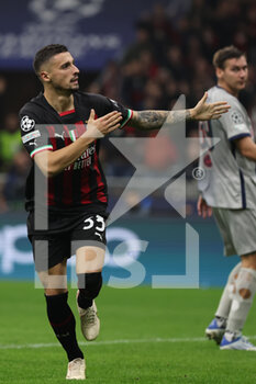 2022-11-02 - Rade Krunic of AC Milan celebrates after scoring a goal during UEFA Champions League 2022/23 Group Stage - Group E football match between AC Milan and FC Red Bull Salzburg at Giuseppe Meazza Stadium, Milan, Italy on November 02, 2022 - AC MILAN VS FC RED BULL SALZBURG - UEFA CHAMPIONS LEAGUE - SOCCER