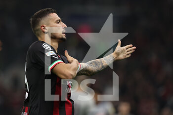 2022-11-02 - Rade Krunic of AC Milan celebrates after scoring a goal during UEFA Champions League 2022/23 Group Stage - Group E football match between AC Milan and FC Red Bull Salzburg at Giuseppe Meazza Stadium, Milan, Italy on November 02, 2022 - AC MILAN VS FC RED BULL SALZBURG - UEFA CHAMPIONS LEAGUE - SOCCER