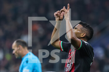 2022-11-02 - Junior Messias of AC Milan celebrates after scoring a goal during UEFA Champions League 2022/23 Group Stage - Group E football match between AC Milan and FC Red Bull Salzburg at Giuseppe Meazza Stadium, Milan, Italy on November 02, 2022 - AC MILAN VS FC RED BULL SALZBURG - UEFA CHAMPIONS LEAGUE - SOCCER