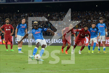 2022-09-07 - the penalty wrong from Victor Osimhen of SSC Napoli  during the Uefa Champions League match between SSC Napoli vs FC Liverpool  at Diego Armando Maradona Stadium  - SSN NAPOLI VS LIVERPOOL FC - UEFA CHAMPIONS LEAGUE - SOCCER