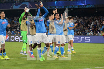 2022-09-07 - Napoli players celebrate at the end of the match under the curve  during the Uefa Champions League match between SSC Napoli vs FC Liverpool  at Diego Armando Maradona Stadium  - SSN NAPOLI VS LIVERPOOL FC - UEFA CHAMPIONS LEAGUE - SOCCER