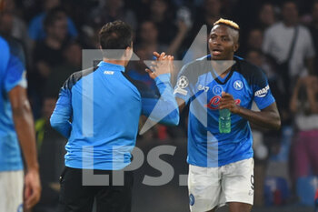 2022-10-12 - Victor Osimhen of SSC Napoli  rejoices after the goal  during the Uefa Champions League  SSC Napoli and AFC Ajax  at Diego Armando Maradona Stadium - SSN NAPOLI VS AFC AJAX - UEFA CHAMPIONS LEAGUE - SOCCER