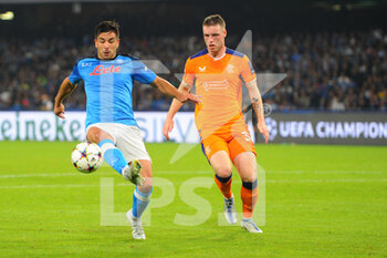 2022-10-26 - Giovanni Simeone of SSC Napoli  in action during the Uefa Champions League match between SSC Napoli vs Rangers Football Club at Diego Armando Maradona Stadium  - SSN NAPOLI VS RANGERS FC - UEFA CHAMPIONS LEAGUE - SOCCER